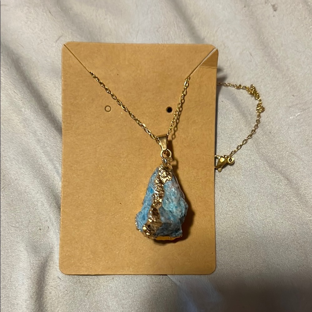 Raw Amazonite with Gold Necklace